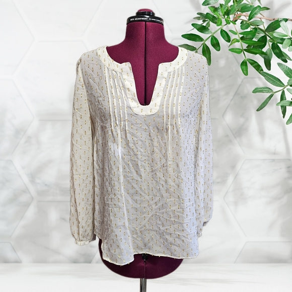 Lilly Pulitzer Silk Top, Cream & Gold Clip - Picture 1 of 16